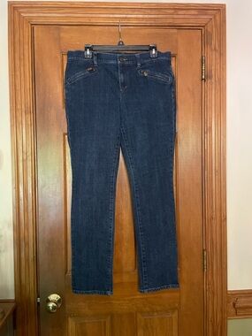 Ralph Lauren LRL Dark Straight-Leg Women's Jeans, Zipper Front Pockets, Size 12